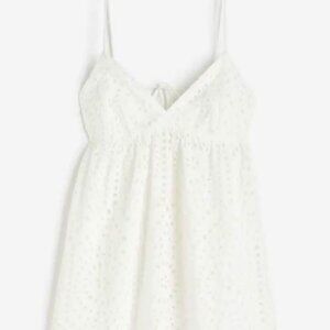 H&M White Dress with Eyelet Embroidery